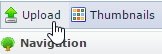 File browser toolbar with the pointer on Upload.