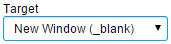 Target drop-down set to New Window (_blank).