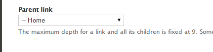 Parent link drop-down set to Home.