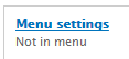Menu settings tab showing Not in menu.