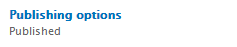 Publishing options tab showing Published.