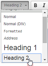 Paragraph Format drop-down listing Normal, Formatted, Address, Heading 1, and Heading 2.