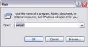 The Run dialog box with winver typed in the Open field.